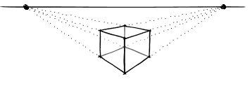 perspective cube drawing, vanishing points